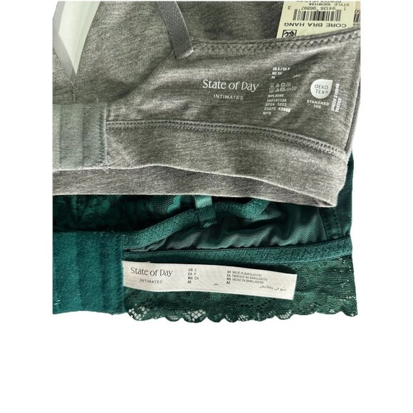 State of Day Bralettes Bundle Small – Gray Cotton Modal & Green Lace Wireless - Picture 5 of 5